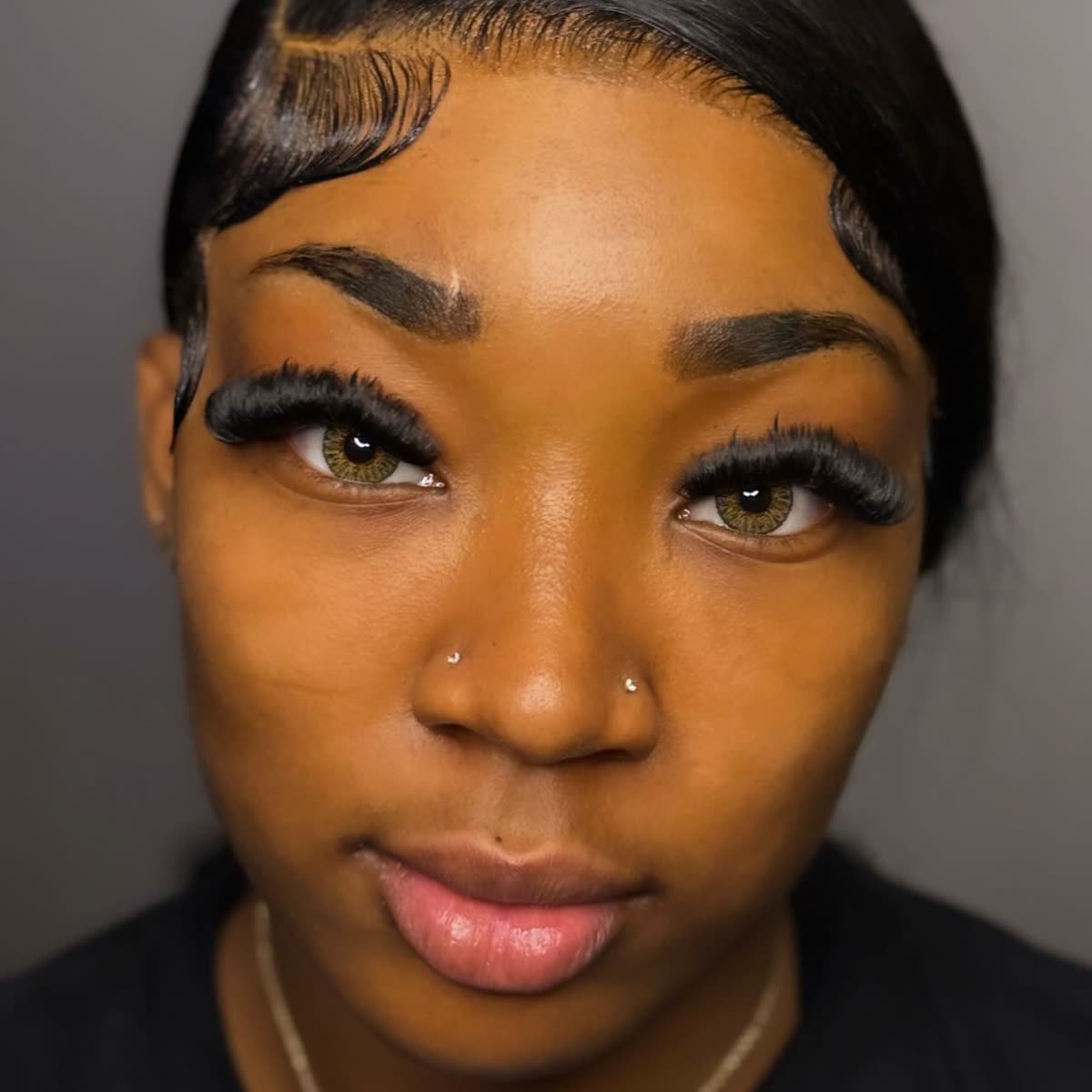 Close-up of a client with a full lash set