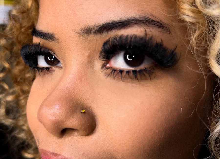 Close-up of a dramatic lash set